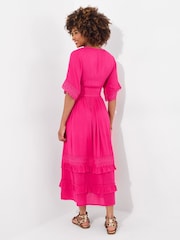 Joe Browns Pink Petite Lace Trim Boho Maxi Dress - Image 4 of 5