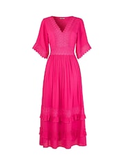 Joe Browns Pink Petite Lace Trim Boho Maxi Dress - Image 5 of 5