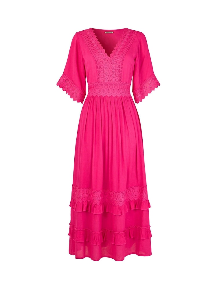 Joe Browns Pink Petite Lace Trim Boho Maxi Dress - Image 5 of 5