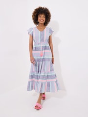 Joe Browns Blue Petite Geo Striped V-Neck Maxi Dress - Image 5 of 7