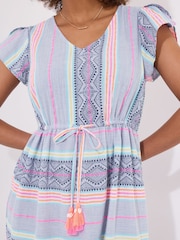 Joe Browns Blue Petite Geo Striped V-Neck Maxi Dress - Image 6 of 7