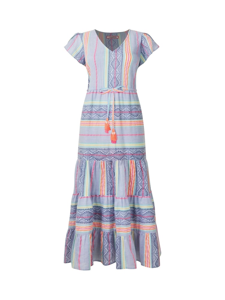 Joe Browns Blue Petite Geo Striped V-Neck Maxi Dress - Image 7 of 7
