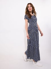 Joe Browns Blue Petite Polka Dot Button Through Maxi Dress - Image 3 of 5