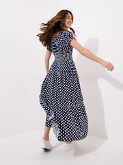 Joe Browns Blue Petite Polka Dot Button Through Maxi Dress - Image 4 of 5
