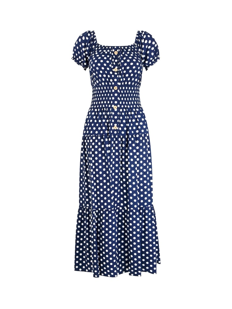 Joe Browns Blue Petite Polka Dot Button Through Maxi Dress - Image 5 of 5