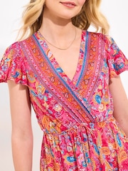 Joe Browns Pink Petite Paisley Print V-Neck Maxi Dress - Image 6 of 7