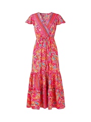 Joe Browns Pink Petite Paisley Print V-Neck Maxi Dress - Image 7 of 7