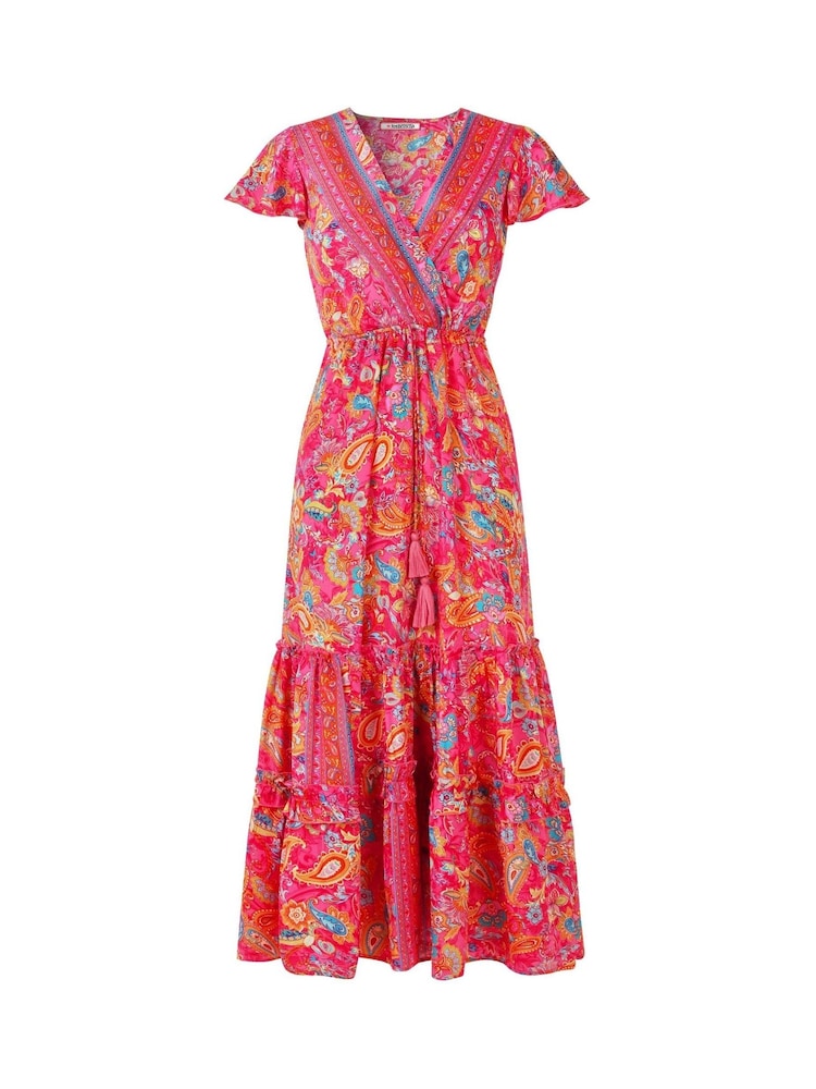 Joe Browns Pink Petite Paisley Print V-Neck Maxi Dress - Image 7 of 7