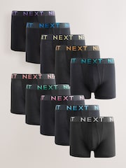 Black Bright Ombre Text Waistband 10 pack Cotton Rich Blend Hipsters Boxers - Image 1 of 14