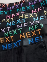 Black Bright Ombre Text Waistband 10 pack Cotton Rich Blend Hipsters Boxers - Image 13 of 14