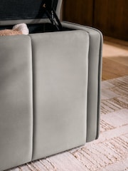 Soft Velvet Mid Grey Stanton Upholstered Ottoman Storage Bed Frame with Ottoman Bench - Image 11 of 11