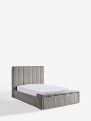 Soft Velvet Mid Grey Stanton Upholstered Ottoman Storage Bed Frame with Ottoman Bench - Image 5 of 11