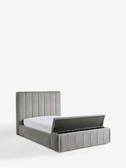 Soft Velvet Mid Grey Stanton Upholstered Ottoman Storage Bed Frame with Ottoman Bench - Image 7 of 11