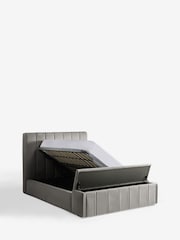 Soft Velvet Mid Grey Stanton Upholstered Ottoman Storage Bed Frame with Ottoman Bench - Image 8 of 11