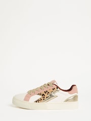 Love & Roses Pink Leopard White Flatform Mix Material Comfort Retro Low Top Trainers - Image 6 of 6