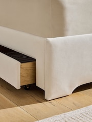 Soft Velvet Oyster Natural Matson Upholstered Drawer Storage Bed Frame - Image 3 of 5