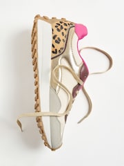 Love & Roses White Leopard Mix Material Retro Comfort Jogger Trainers - Image 2 of 6