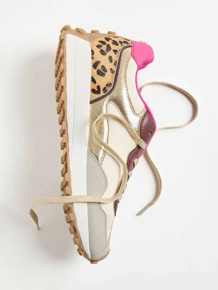 Love & Roses White Leopard Mix Material Retro Comfort Jogger Trainers - Image 2 of 6
