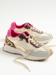 Love & Roses White Leopard Mix Material Retro Comfort Jogger Trainers - Image 5 of 6
