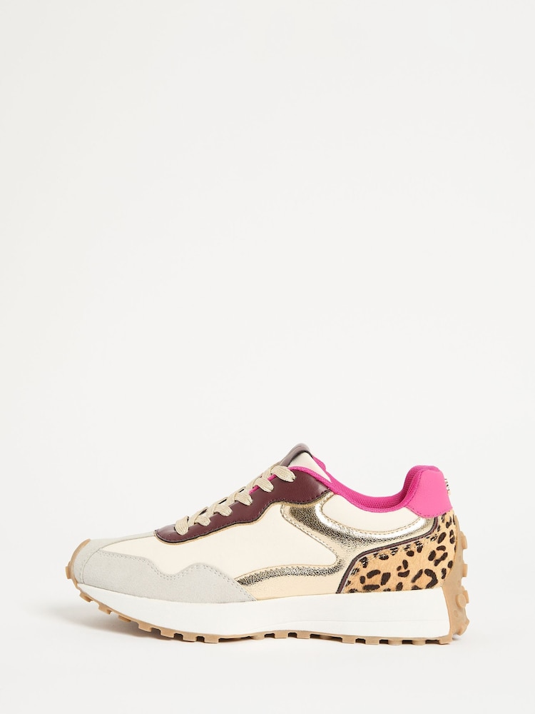 Love & Roses White Leopard Mix Material Retro Comfort Jogger Trainers - Image 6 of 6