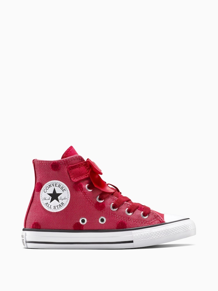Converse Red Chuck Taylor Kids Bow High Trainers - Image 1 of 8
