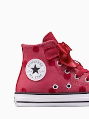 Converse Red Chuck Taylor Kids Bow High Trainers - Image 8 of 8