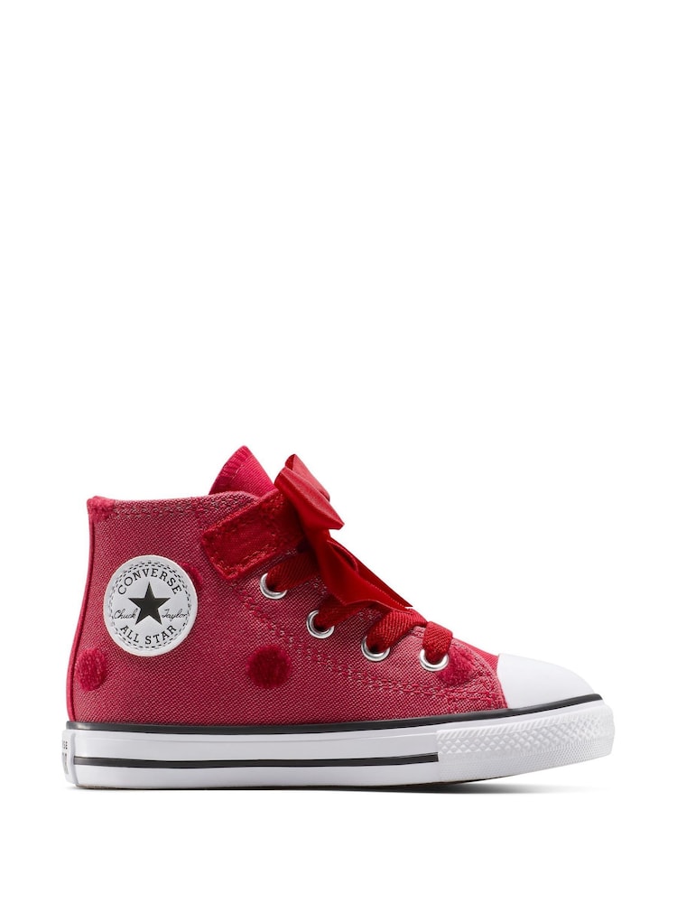 Converse Red Chuck Taylor Toddler Bow High Trainers - Image 1 of 9