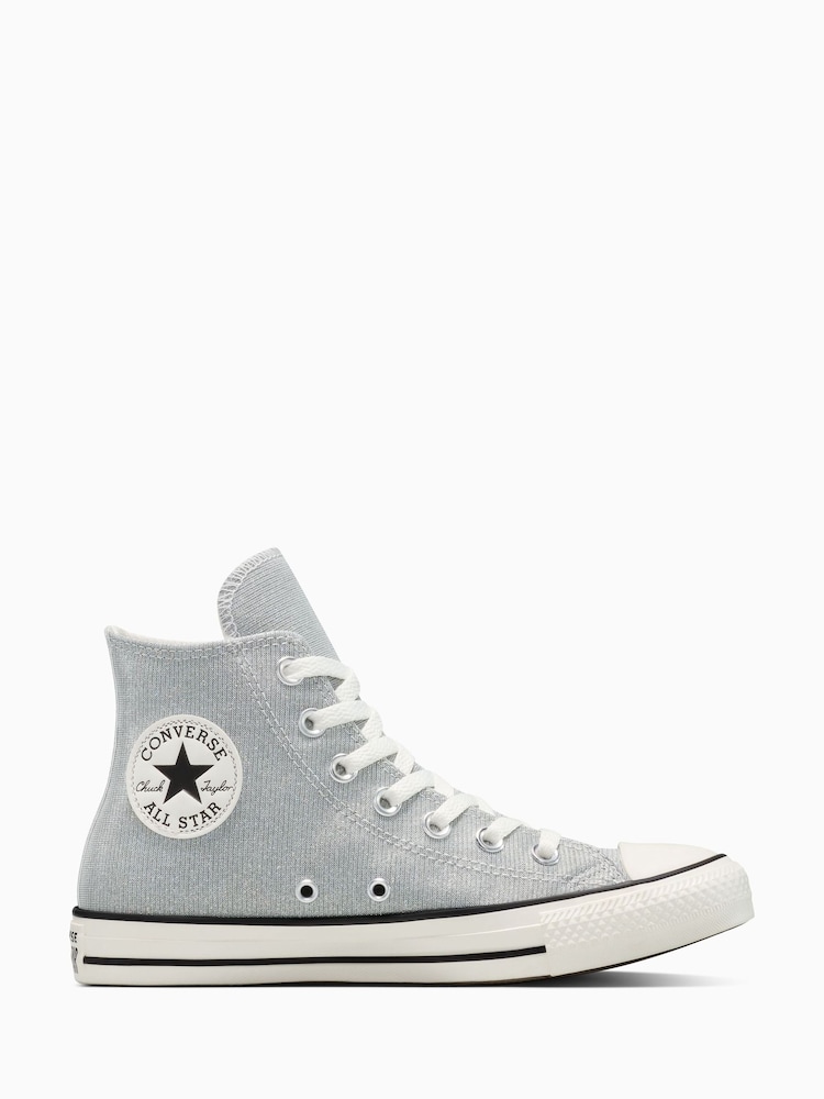 Converse Grey Chuck Taylor All Star Sparkle Shine High Trainers - Image 1 of 10 Converse Grey Chuck Taylor All Star Sparkle Shine High Trainers - Image 1 of 10