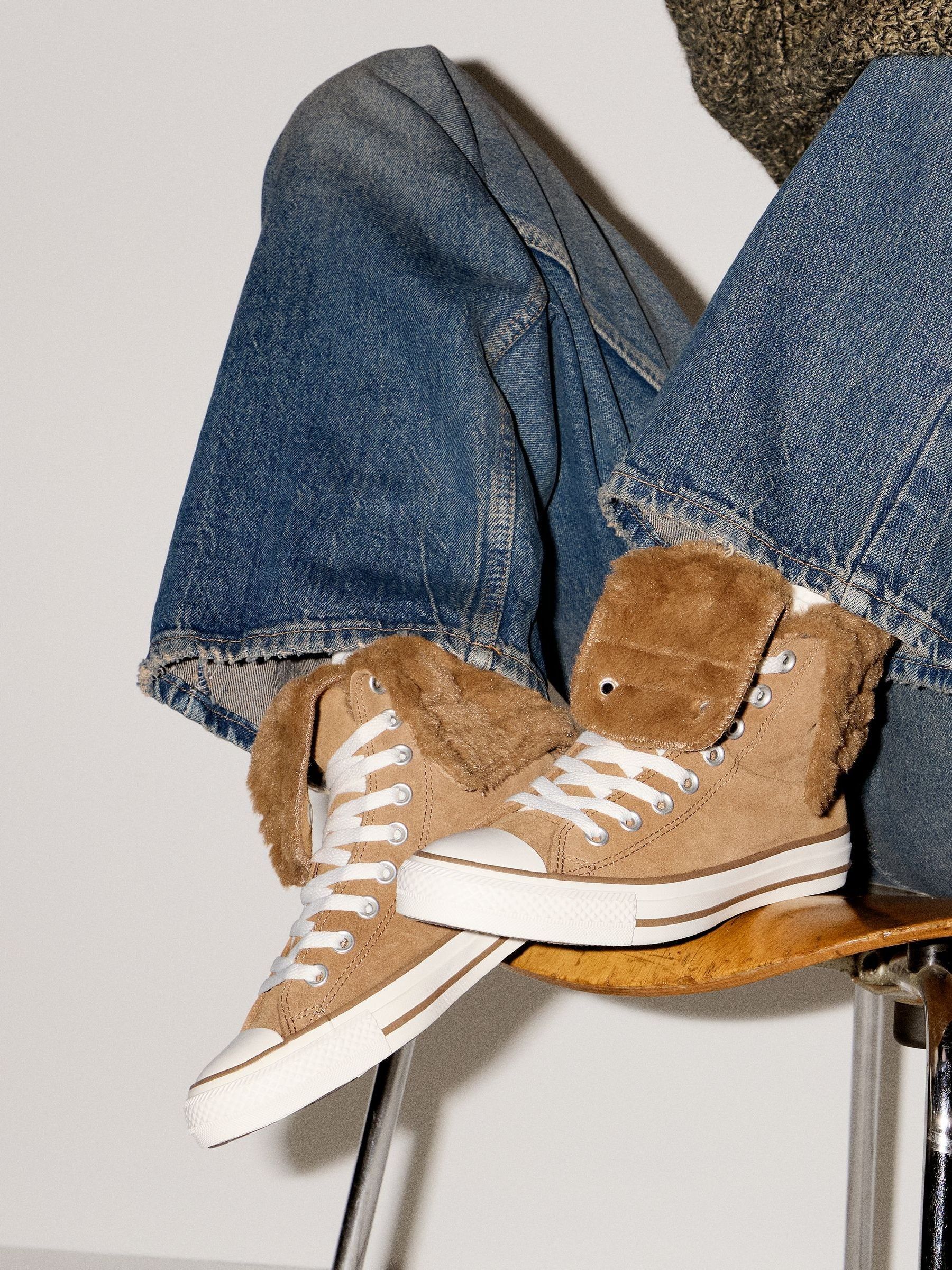Buy Converse Brown Chuck Taylor All Star Fold Over Faux Fur Winter