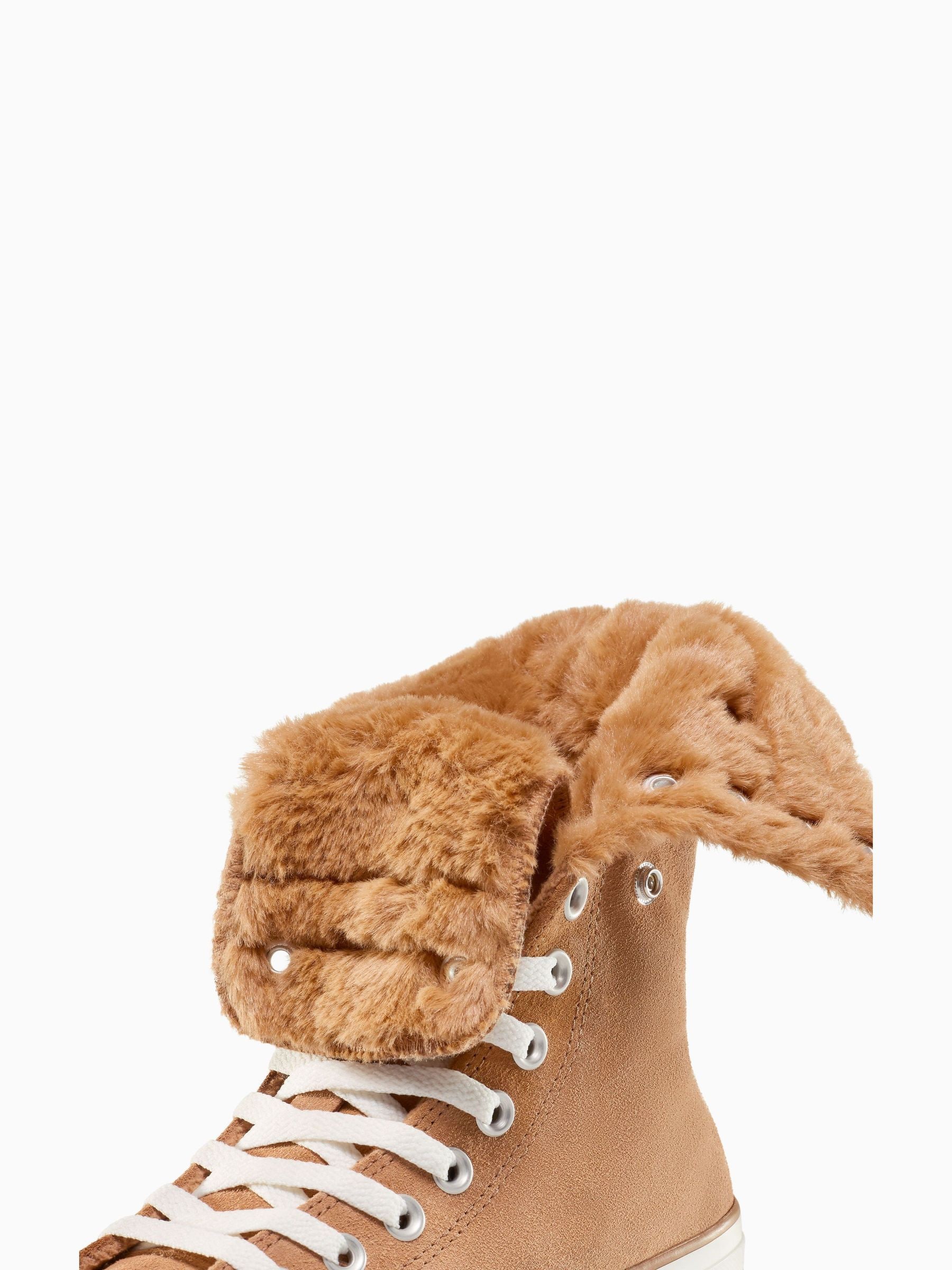 CONVERSE ファー付きロングブーツ ブラウン Buy Converse Brown Chuck Taylor All Star Fold Over Faux Fur Winter