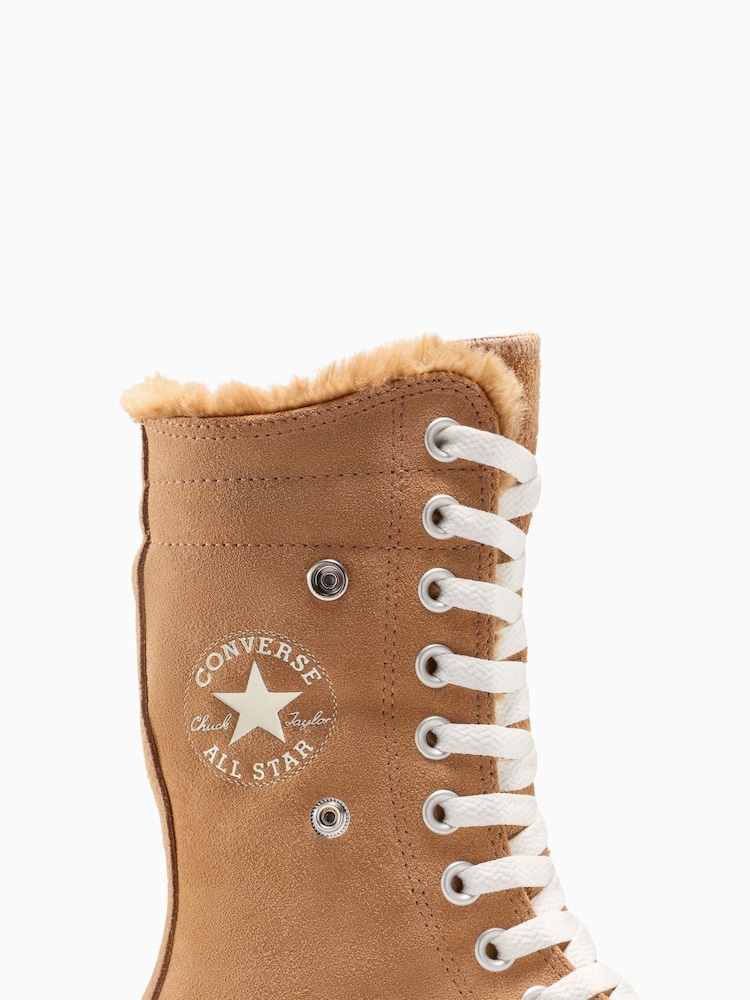 Marrón - Converse Chuck Taylor All Star Fold Over Faux Fur Winter Luxe Trainers - Imagen 11 de 11
