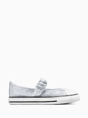 Converse Silver Chuck Taylor Toddler Disco Glitter Dainty Mary Jane Trainers - Image 1 of 8