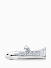 Converse Silver Chuck Taylor Toddler Disco Glitter Dainty Mary Jane Trainers - Image 2 of 8