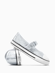 Converse Silver Chuck Taylor Toddler Disco Glitter Dainty Mary Jane Trainers - Image 6 of 8