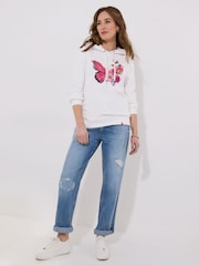 Joe Browns White Lightweight Butterfly Graphic Hoodie - Image 3 of 7