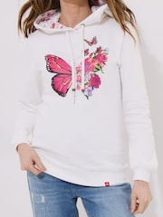 Joe Browns White Lightweight Butterfly Graphic Hoodie - Image 5 of 7