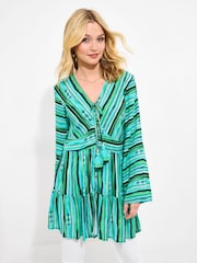 Joe Browns Green Slim Fit Bold Striped Tunic - Image 2 of 7