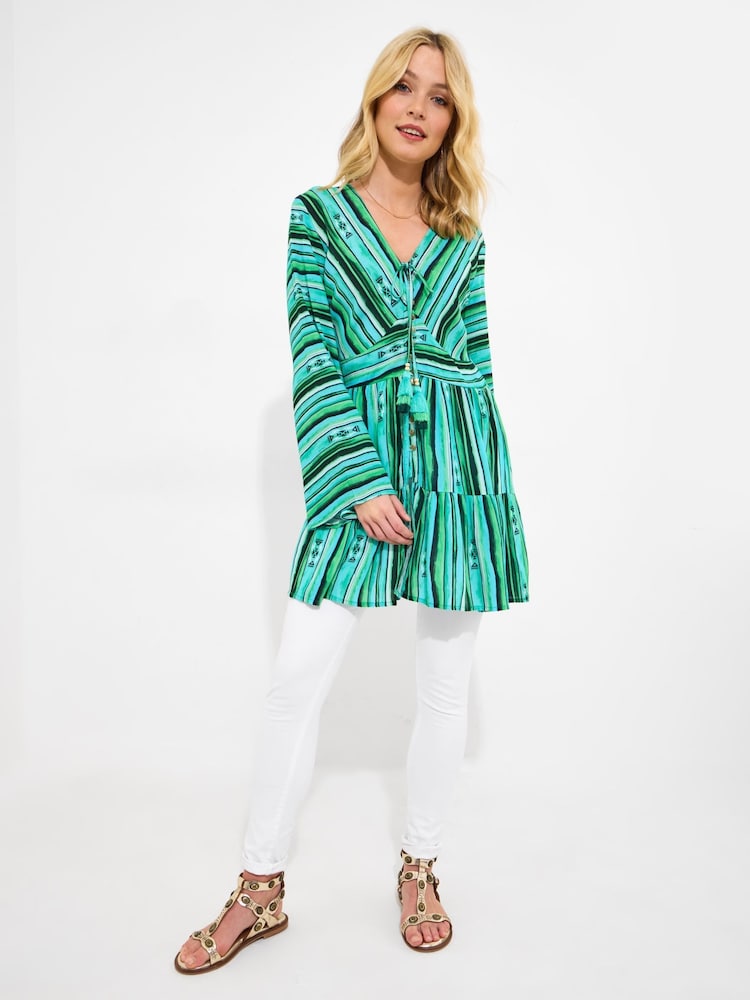Joe Browns Green Slim Fit Bold Striped Tunic - Image 6 of 7