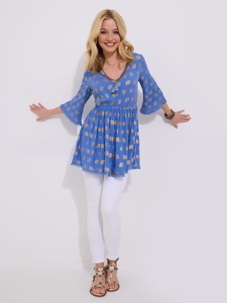 Joe Browns Blue Detail Shimmering Embroidered Tunic - Image 2 of 7