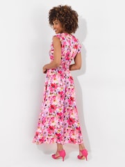 Joe Browns Pink Sequin Embellished Shirred Waist Floral Maxi Dress - Image 3 of 8