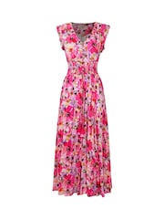 Joe Browns Pink Sequin Embellished Shirred Waist Floral Maxi Dress - Image 8 of 8