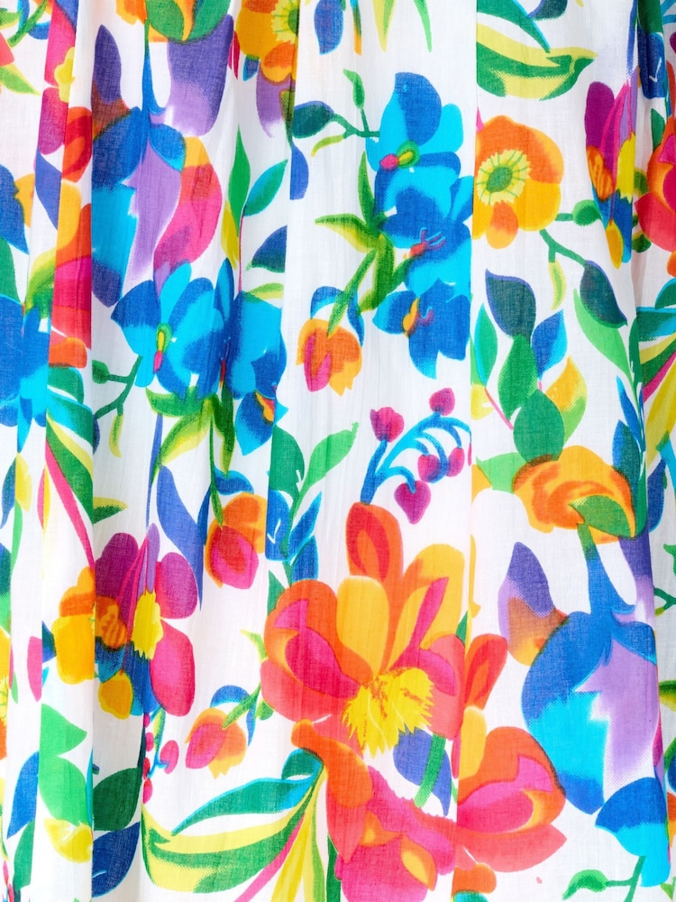 Joe Browns White Vibrant Floral Strappy 100% Cotton Midi Dress - Image 2 of 2
