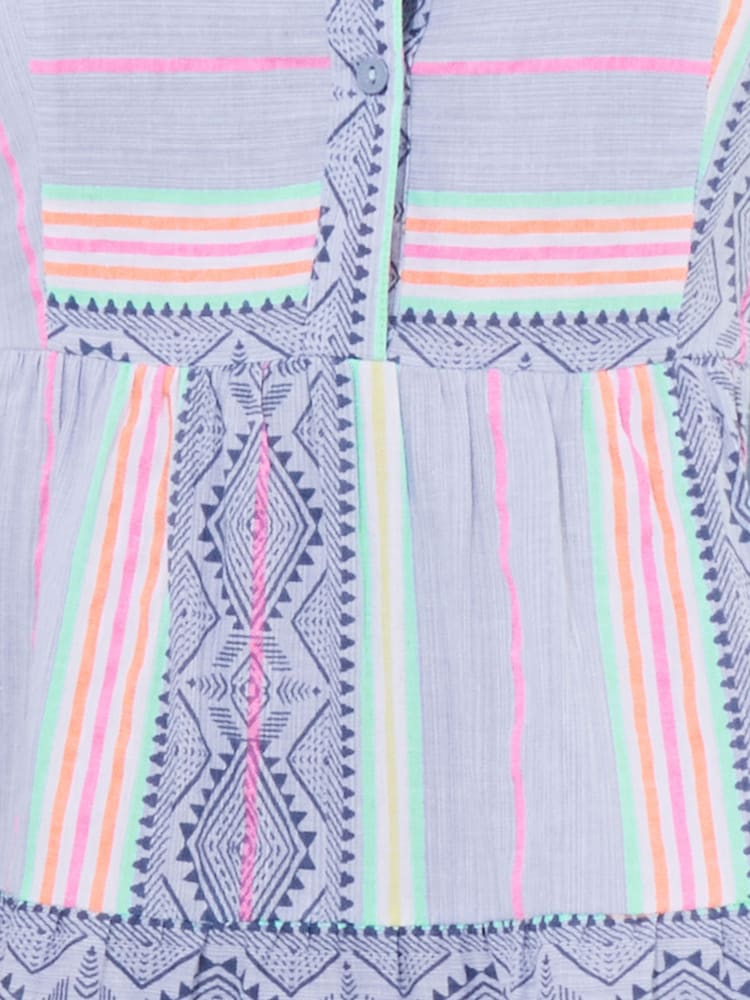 Joe Browns Blue Neon Striped Flared Sleeve Tunic Mini Dress - Image 5 of 5