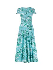 Joe Browns Blue Button Through Short Sleeve 100% Cotton Floral Dress - Image 7 of 7