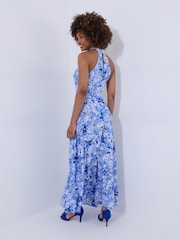 Joe Browns Blue Floral Printed Woven Halterneck Dress - Image 4 of 7