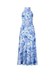 Joe Browns Blue Floral Printed Woven Halterneck Dress - Image 7 of 7