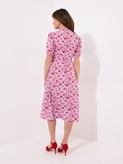 Joe Browns Purple Floral V-Neck Short Sleeve Midi Dress - Image 5 of 7