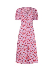 Joe Browns Purple Floral V-Neck Short Sleeve Midi Dress - Image 7 of 7