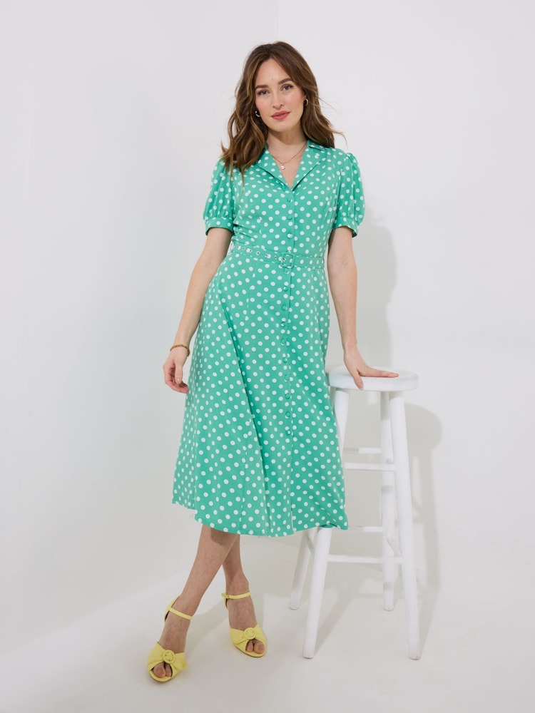 Rochie midi cu guler cu nasturi cu buline Joe Browns - Image 3 of 5