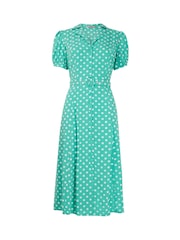 Joe Browns Green Polka Dot Button Through Collared Midi Dress - Image 5 of 5